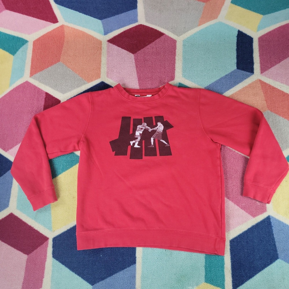 Undefeated Mens Red Boxing Graphic Logo Crewneck Sweatshirt Size Medium